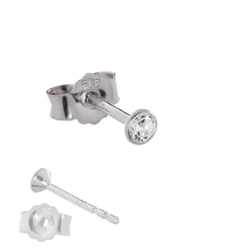 NKlaus Orecchini singoli 3,0 mm in oro bianco 585