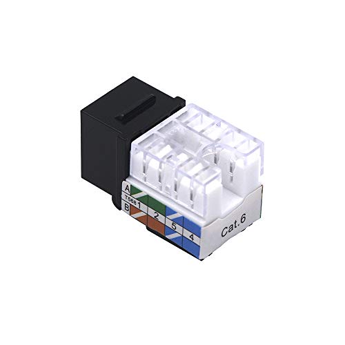 VCE 25-Pack Cat6A RJ45 90-Degree Keystone Jack Insert, Ethernet UTP Cat6A Keystone Jacks (Black) UL Listed