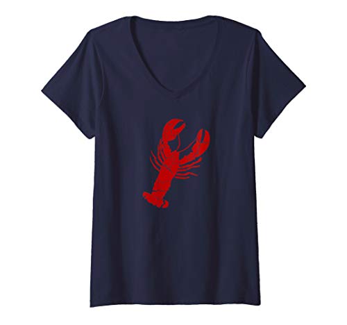 Womens Vintage Lobster Print - Lobster V-Neck T-Shirt