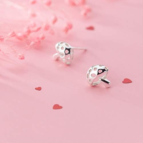 925 Sterling Silver Cute Hollow Mushroom Stud Earrings For Women Girls Statement Jewelry