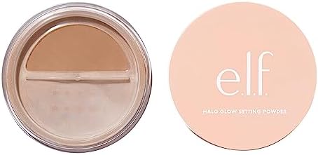 e.l.f. Halo Glow Setting Powder, Silky, Weightless, Blurring, Smooths, Minimizes Pores and Fine Lines, Creates Soft Focus Effect, Deep, Semi-Matte Finish, 0.24 Oz