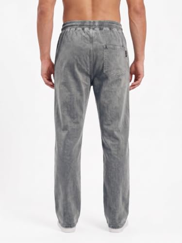 Image of Men's RFD Wash Finished Cotton Track Pants| Lightweight, Breathable & Highly Stretchable Fabric| Denim Look| Perfect for Office, Party, Holiday & Travel (RSM-01 /25)