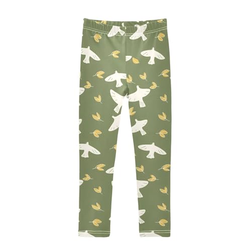 ALAZA Girls' Leggings Children's Yoga Pants Skinny Printed Dance Pigeon Green Comfortable 4T