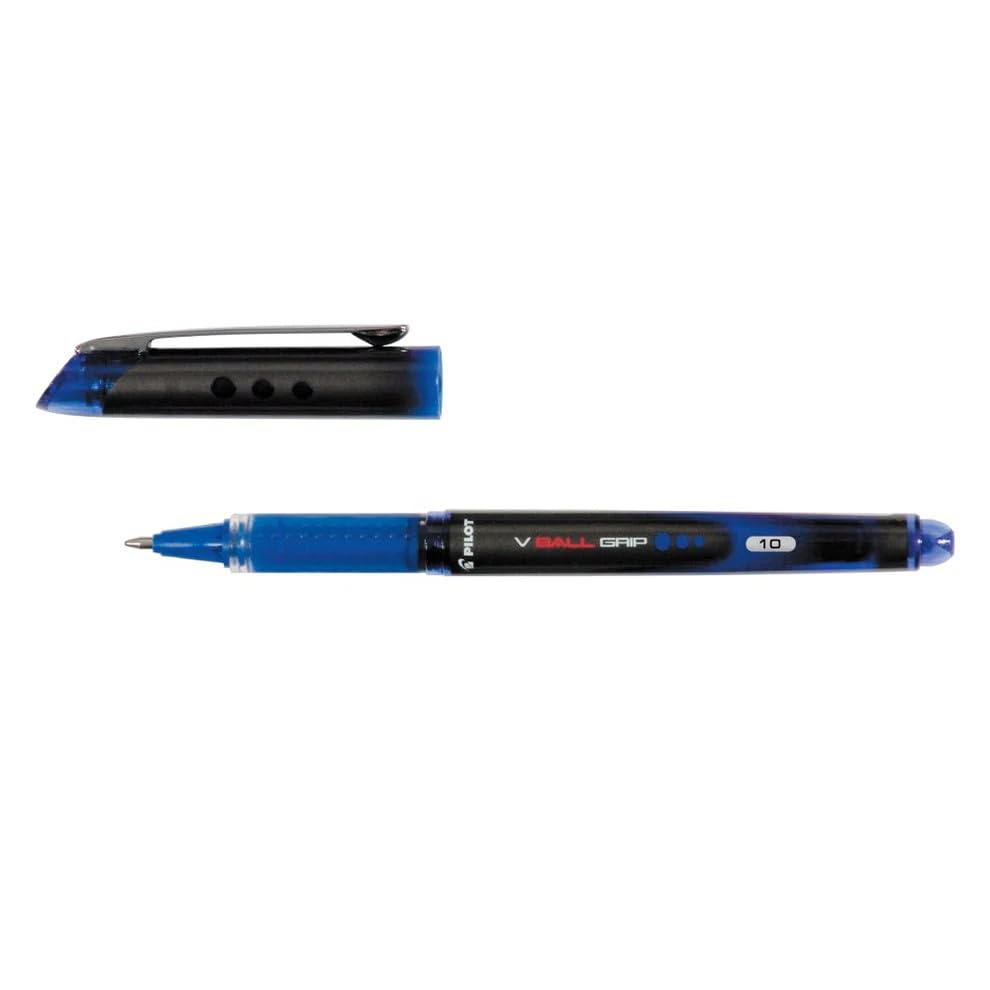 Image of MADHAVI STATIONERS pilot V Ball Grip Roller ball pen - 1.0mm Bold Tip - Pack of 2 pens - (BLN-VBG10) (Blue ink)