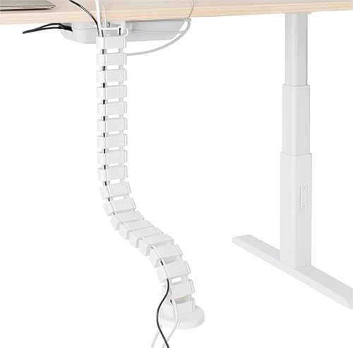 Image of Cable Management Kit, Quad Entry Flexible Spine Wire Organizer, Cord Snake, White (17 Column)