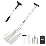 OMATA 雪かきスコップ 除雪スコップ 伸縮式雪かきスコップ スノースコップ 車載スコップ アルミ合金 携帯スコップ 長さ調節可能 スノーダンプ 軽量 組み立てが簡単 雪かき キャンプ 園芸 アウトドア 収納バッグ付き スノースクレーパー付き