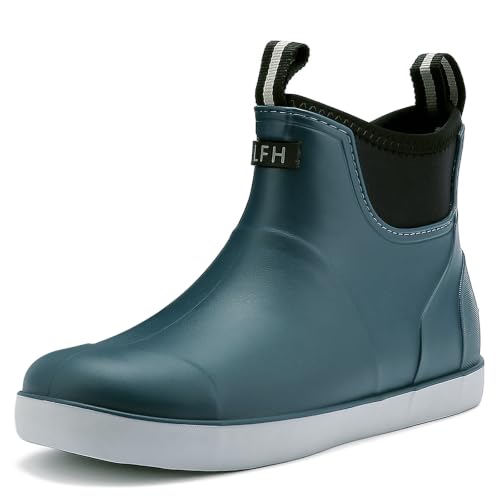 Image of Men's Deck Boots, Waterproof Non-Slip Ankle Rain Boots for Fishing | Waterproof rubber ankle boots with non-slip traction for fishing, gardening, farming, boating and wet outdoor work.