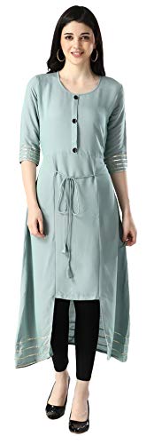 Image of OM SAI LATEST CREATION Designer Slub Cotton Fully Stitched Anarklai Kurti for Women & Girls on Jeans Palazzo or Skirt (Plus Size Upto 2XL)-(Grey)