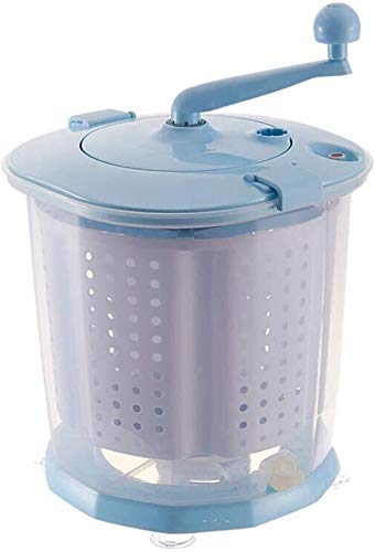 QUZHCP Tragbare Waschmaschine, Tragbare Handkurbeln Manuelle Kleidung Nicht-Elektro-Waschmaschine Und Wäscheschleuder, Theken Waschmaschine/Trockner for Camping, Appartements, RV (Grau, Blau) Cover