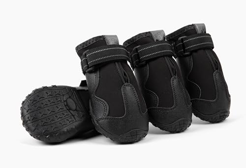 Premium-Dog-Shoes-for-Hiking-Snow-and-Rain-Protective-Dog-Boots-and-Booties-for-Large-and-Medium-Size-Dogs-Durable-Outdoor-Dog-Shoes-Size-6-25-27-paw-Width-Large Premium Dog Shoes for Hiking Snow and Rain Protective Dog Boots and Booties for Large and Medium Size Dogs Durable Outdoor Dog Shoes Size 6 25 27 paw Width Large