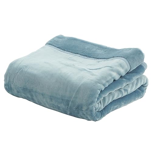 二枚合わせ 毛布 京都 ロマンス小杉 アクリルマイヤー毛布 日本製 泉大津産 アクリル毛布 (セミダブル, アッシュブルー)