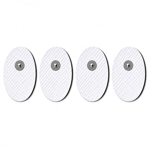 Image of AGAM Digital Therapy Machine Electrodes (Oval Shape) - Strong Adhesive Gel, Universal Replacement Pads for Muscle Pain Relief, Reusable TENS Unit Electrode Pads (Pack-4)
