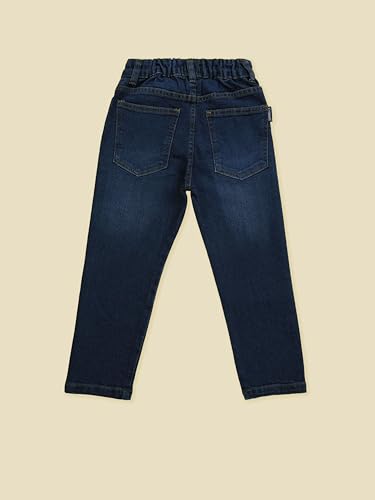 Image of KiddoPanti Boys Regular Fit Denim Pant | Stretch Poly Cotton Denim | Regular Fit Full Length Pant | Back Elasticated & Button with Zip Open Fly