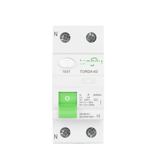 LTUNKHWP Disjoncteur électromagnétique à Courant résiduel de Type A 2P 16A 40A 63A 6KA, disjoncteur différentiel 300ma(40A)