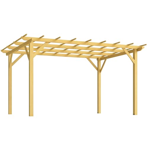 Outsunny Pergola Jardin Exterieur 3 x 4 m, pergola en Bois, tonnelle de Jardin pour vignes grimpantes, Fleurs, rosiers, pergola pour terrasse, Patio, Bois...