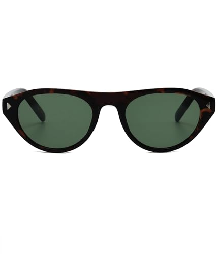 Image of EYLRIM Retro Oval Cat Eye Sunglasses for Women Men Trendy Flat Top Narrow Cateye Shades UV400 Protection