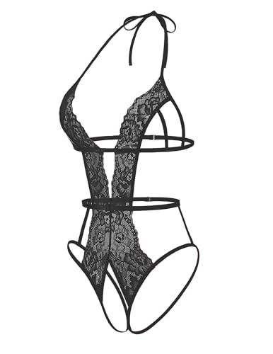 Avidlove Sexy Lingerie for Women Lace Bodysuit Cut Out Teddy Black S - image 4