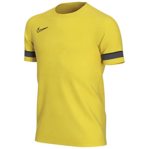 Nike Camiseta de Entrenamiento para niño Academy 21, Niños, Camiseta, CW6103-719, Amarillo/Negro/Gris Oscuro/Negro, 146-158