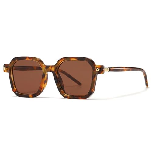 Lunettes de soleil UV400 femmes et hommes style punk léopard marron