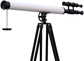 Mary Nautical- Brass Telescope Double Barrel Griffith Astro with Wooden Tripod Stand Telescope