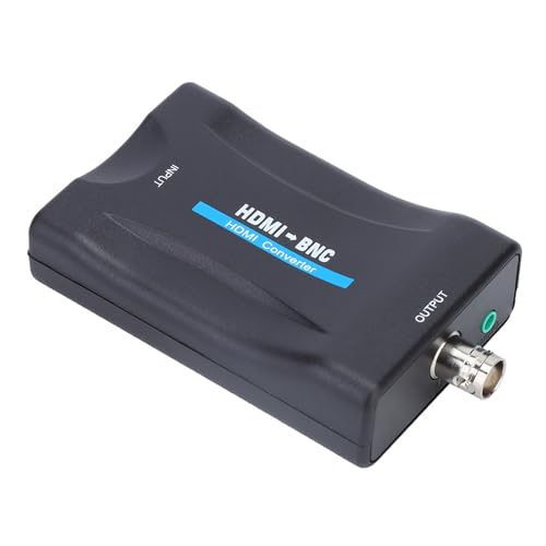 Gugxiom Convertidor de Señal de Vídeo Compuesto a BNC, Adaptador a BNC para NTSC PAL, Definición Estándar 480i 576i con Salida de Estéreo