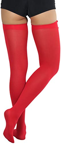 Image of ToBeInStyle Women's Opaque Long Thigh High Stockings w /Decorative Front Satin Bow