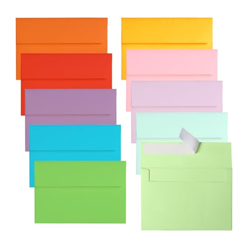 A4 Colored Envelopes for 4x6 cards 50 Pack, Goefun 4.25 x 6.25 Invitation Envelopes Self Seal,120 GSM Printable for 4x6 Cards, Photos, Invitations, Weddings, Graduation, Baby Shower