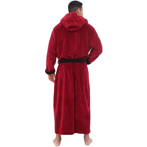 Mens Robe with Hood Full Length Plush Robe Fleece Hooded Robes Soft Spa Bathrobe with Pockets Loungewear Sleepwear3