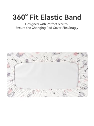Image of Changing Pad Cover Set in Soft Jersey Material - Fits 32 inch /34''x16 Contoured Pad for Babies, Playful Animals