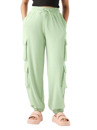 Image of Bewakoof Women's Cotton Super Loose Fit Joggers|Bewakoof Air 1.0 | Track pants for woman | Lower for women | Multipurpose | Activewear | Utility Pockets | Lightweight & Flexible Elastic Waist | Casual Joggers | Loose Fit