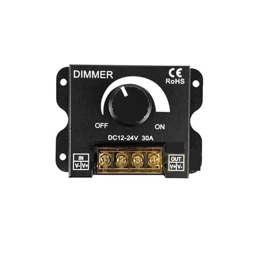 DC 12V 24V LED Rotary Dimmer 30A Single Color Light with Dimmable Knob Switch Controller Remote Control On/Off(Only Dimmer)