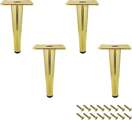 Ventuos_Set of 04 Round Sleek Tapered Chair Legs Sofa Table Legs Furniture Legs Replacement Tool_ Straight & Gold, with Mounting Screws (04", Gold) (B0CDTWRSPJ) Amazon Price History, Amazon Price Tracker