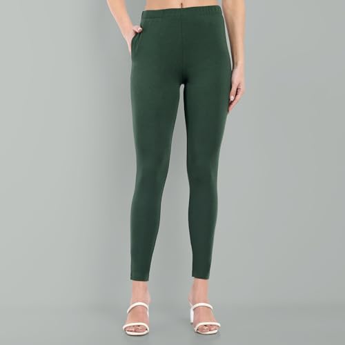 Image of ONE SKY Women Full Length Leggings | Cotton Modal Spandex Blend | High Waist Stretchable & Bio-Washed Fabric | Colour-Lock Technology | Comfortable Leggings for Women