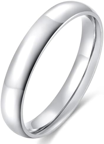 Dmond wind 4mm Stainless Steel Ring Silver Plain Dome High Polished Wedding Band Comfort Fit Size 8.5