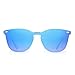 Produktbild JIM HALO Randlos Sonnenbrille Ein Stück Spiegel Reflektierend Brille für Damen Herren(Matt Transparent/Spiegel Gradient Blau)
