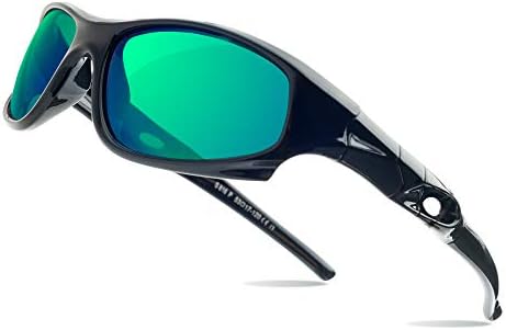 AODUOKE Sports Polarized Kids Sunglasses For Boys Girls Child Youth Sunglasses With Adjustable Strap (Black | Green Lens)