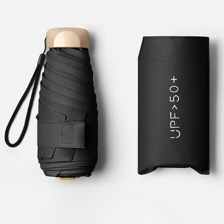 Mini Travel Umbrella with Case - UV Protection Windproof for Sun & Rain