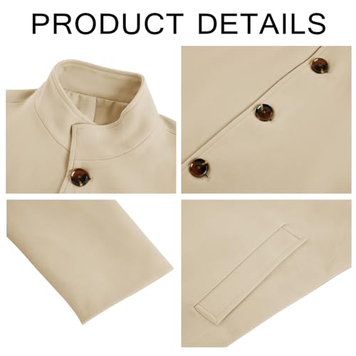 Image of Makkrom Mens Casual Overcoat Single Breasted Peacoat Business Topcoat