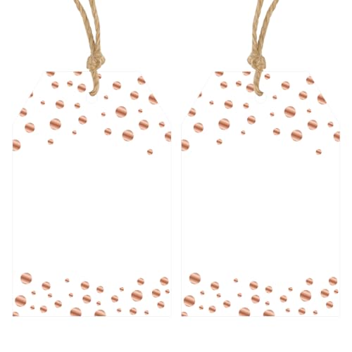 Anwyll Gift Tags with String - 100 Pcs Rose Gold Foil Gift Tags for Present