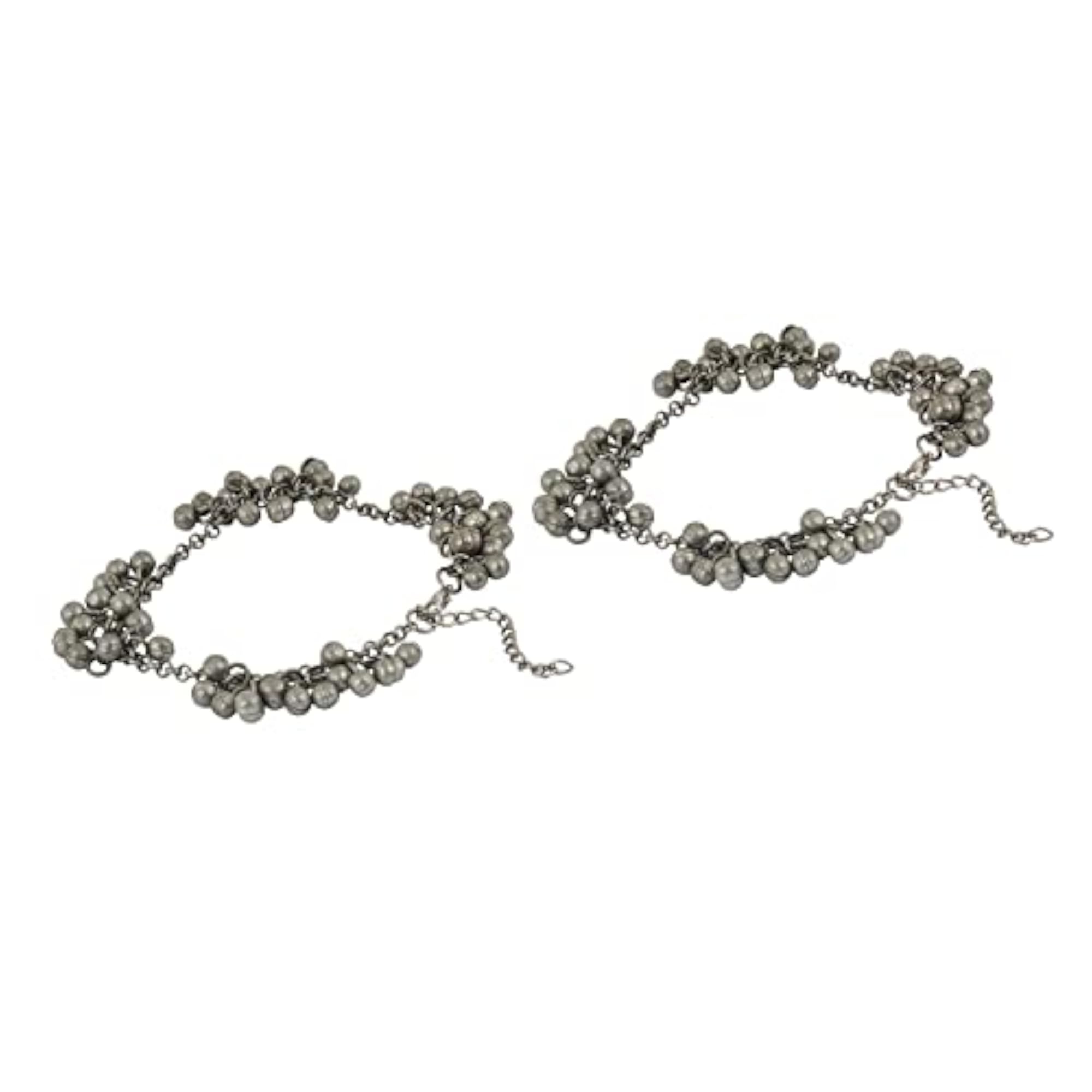 Nazreen Silver Oxidised Ghungroo Anklet