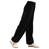 TAI CHI Chinesische Kampfsport Training Hose Kung Fu Qigong Shaolin Hose Herren Yoga Pilates Hose Damen,Black-XXL