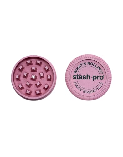 Image of Stash-Pro Herb Grinder - Compact 2-Part Crusher with Magnetic Lid | Durable Plastic Build | Portable for Daily Essentials (Pink)