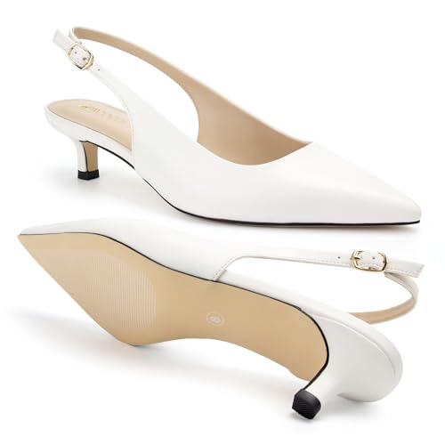 Women's Kitten Heels Slingback Pointed Closed Toe Ankle Strap Elegant Women Pumps Shoes for Dating Wedding4