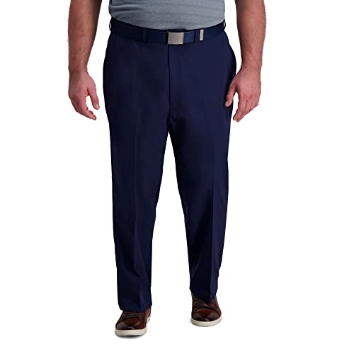 Haggar Mens Cool Right Performance Flex Solid Classic Fit Flat Front Pant