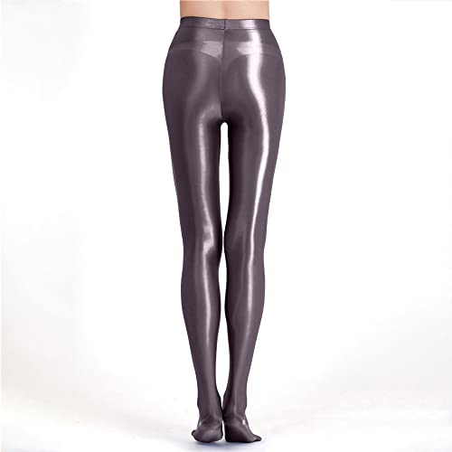 Image of cloudmall Women Sexy Semi Opaque Pantyhose Running Tights Yoga Leggings Oil Shiny Stocking