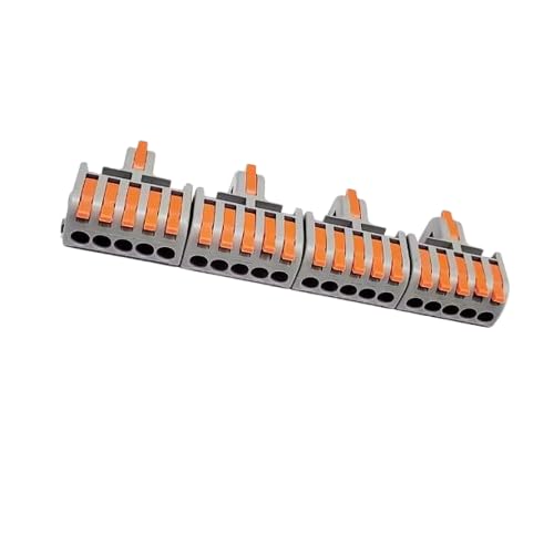 Image of POWER CONNECT 1 in 5 Out Quick Wire Connector, Speed Wire Releasable Electrical Connector, Secure & Removable, Effortless (Set of 5) Orange