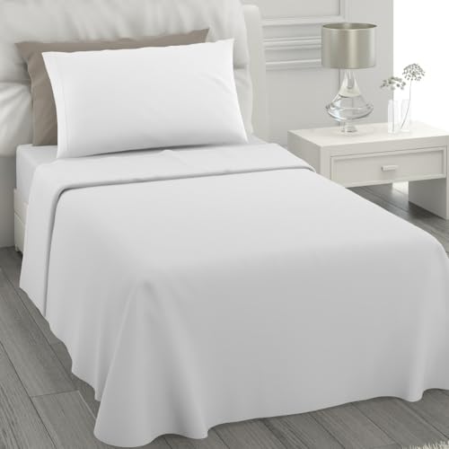 L'ANTICO ARCOLAIO - Lenzuola Letto Singolo 100% Cotone Completo con Federe Cuscini, Set Anallergico e Antiacaro, Colore Tinta Unita, Manifattura Made in Italy con Fibra Naturale