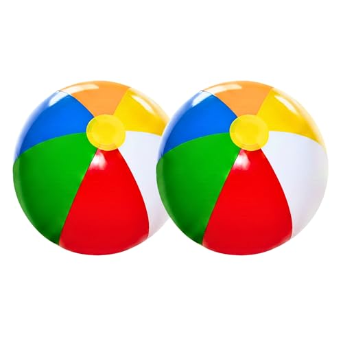 SHATCHI Lot de 2 Ballons de Plage gonflables de 61 cm aux Couleurs de l'arc-en-Ciel pour Les Vacances, la Piscine, Les fêtes, Les Jeux de Plein air