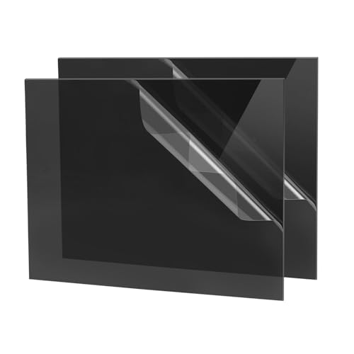 Image of Black Acrylic Sheet 12 inch x 16 inch x 1 /8 inch, 2 Pack UU&FIL Semi-Frosted Matte Glossy Gray-Black Cast Plexiglass Sheets for Laser Cutting, DIY Display Projects, Decor, Signs, Crafts, Easy to Cut and Engrave