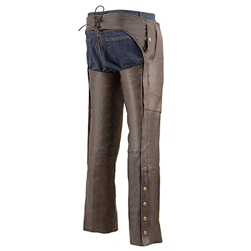 Image of Milwaukee Leather Men's Thermal Lined Premium Leather Motorcycle Bikers Riders Chaps